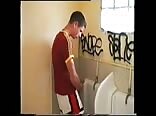 Twink jerks off in a public bathroom boys porn