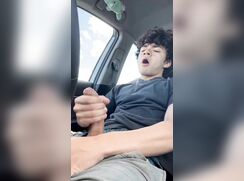 Twink Jerks Off in Car-cums Looped 199