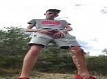 Twink pissing POV, wetting his boxers and cumming outdoors