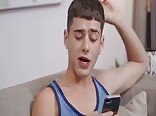 Twink porn spies on his older big brother while JO 