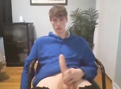 Twink wanks his long 10 inch cock