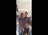 Two black twinks give each other hand job and blow job