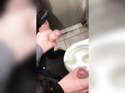 Two Gays jerk each other off and cum in Mens Room 349