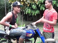 Two young Latino lads spend some time pissing and jerking boys porn