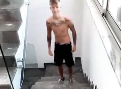 Uncut TikTok Twink Strips In Stairwell porn