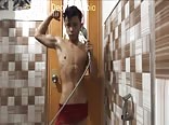 Very cute flexing boy porn, relaxation time.