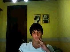 very sexy brunette guy night wank