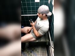 Voyeur Watching Porn Stud Toilet Spy