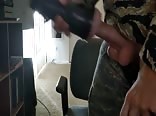 Weirdo in a mask Fucks an artificial vagina