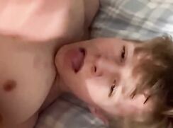 Young boy cums in his own mouth