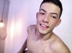 Young cute boy cums