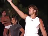 Young gay porn dressed as Greek god rides tanned Brazilian