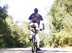 ♥ Young man rides a bike with his butt plug ♥